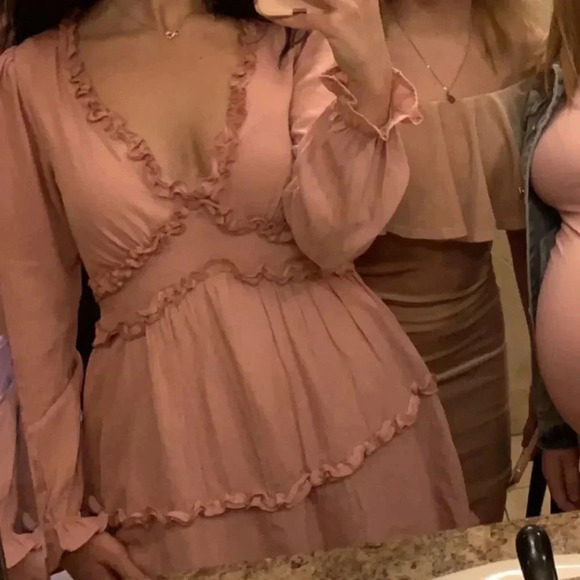 Francesca’s Mi Ami Longsleeve Pink Lana Ruffle Mini Dress - Picture 11 of 11